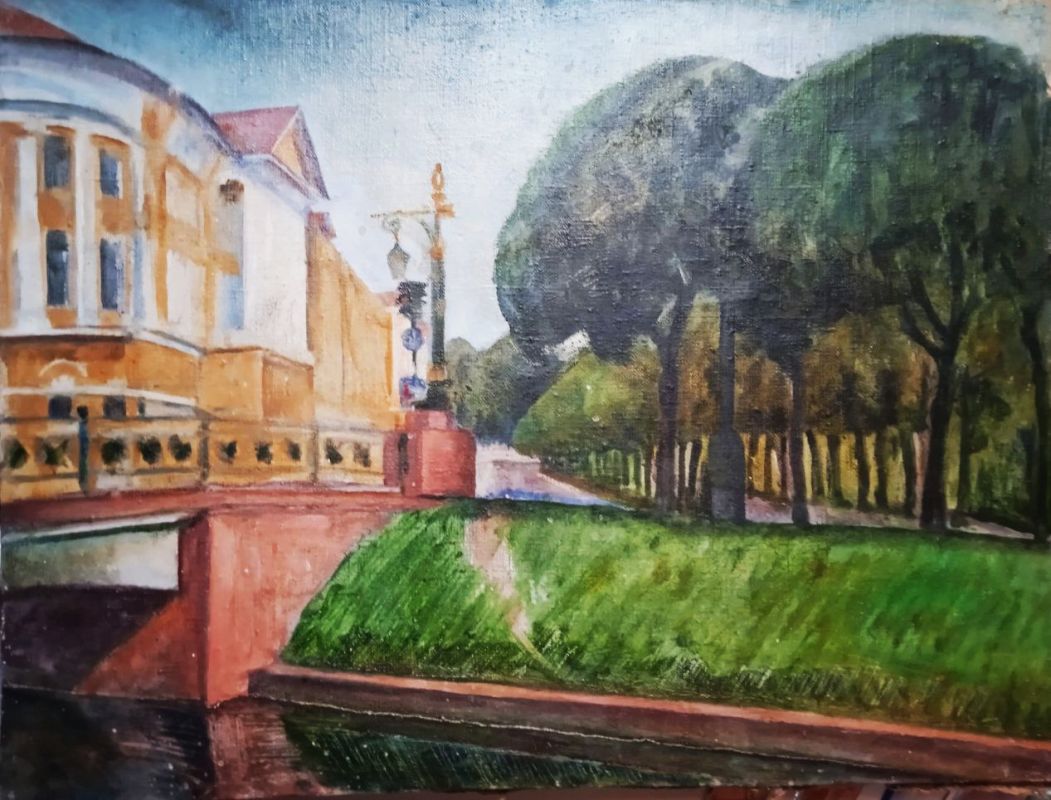 Картина 'Садовый мост с видом на Марсовое поле' в жанре городской пейзаж